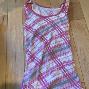 Pink striped print tank top